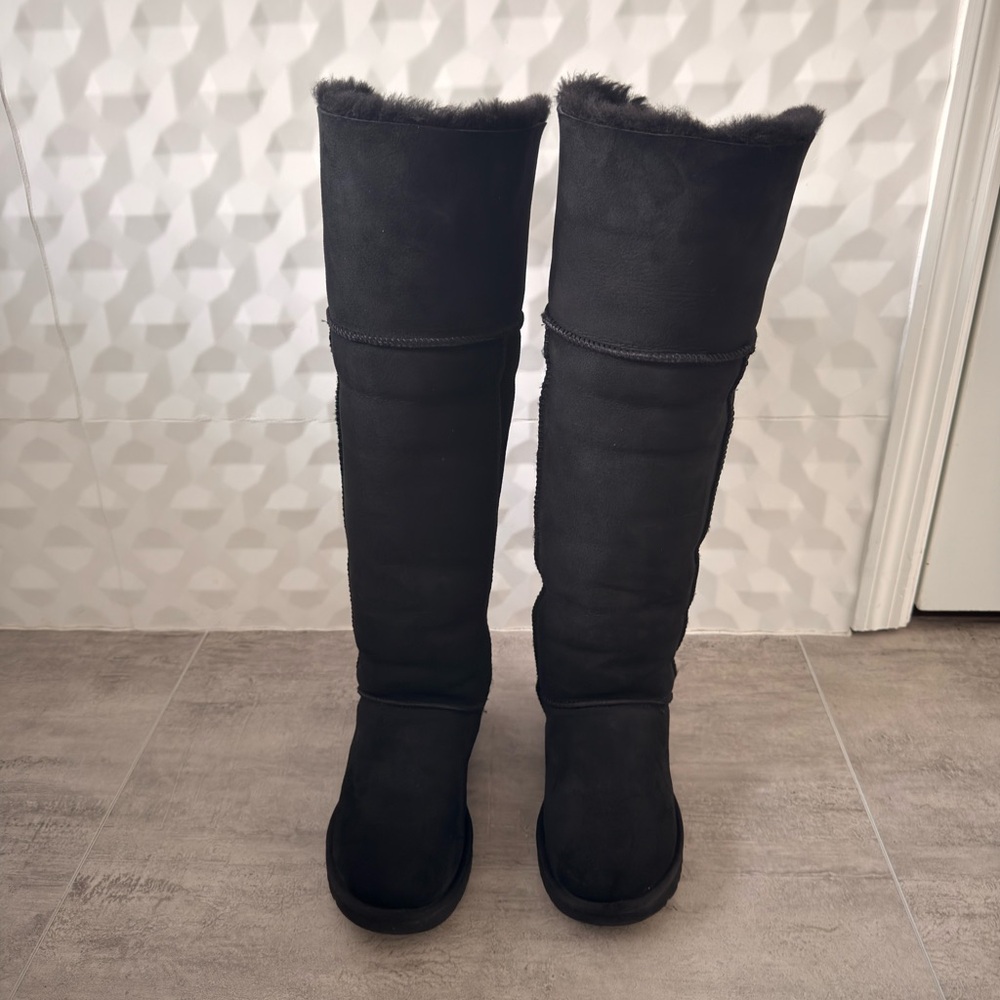 UGG OVER THE KNEE BAILEY BUTTON BOMBER BOOTS Size 8 - Picture 2 of 14